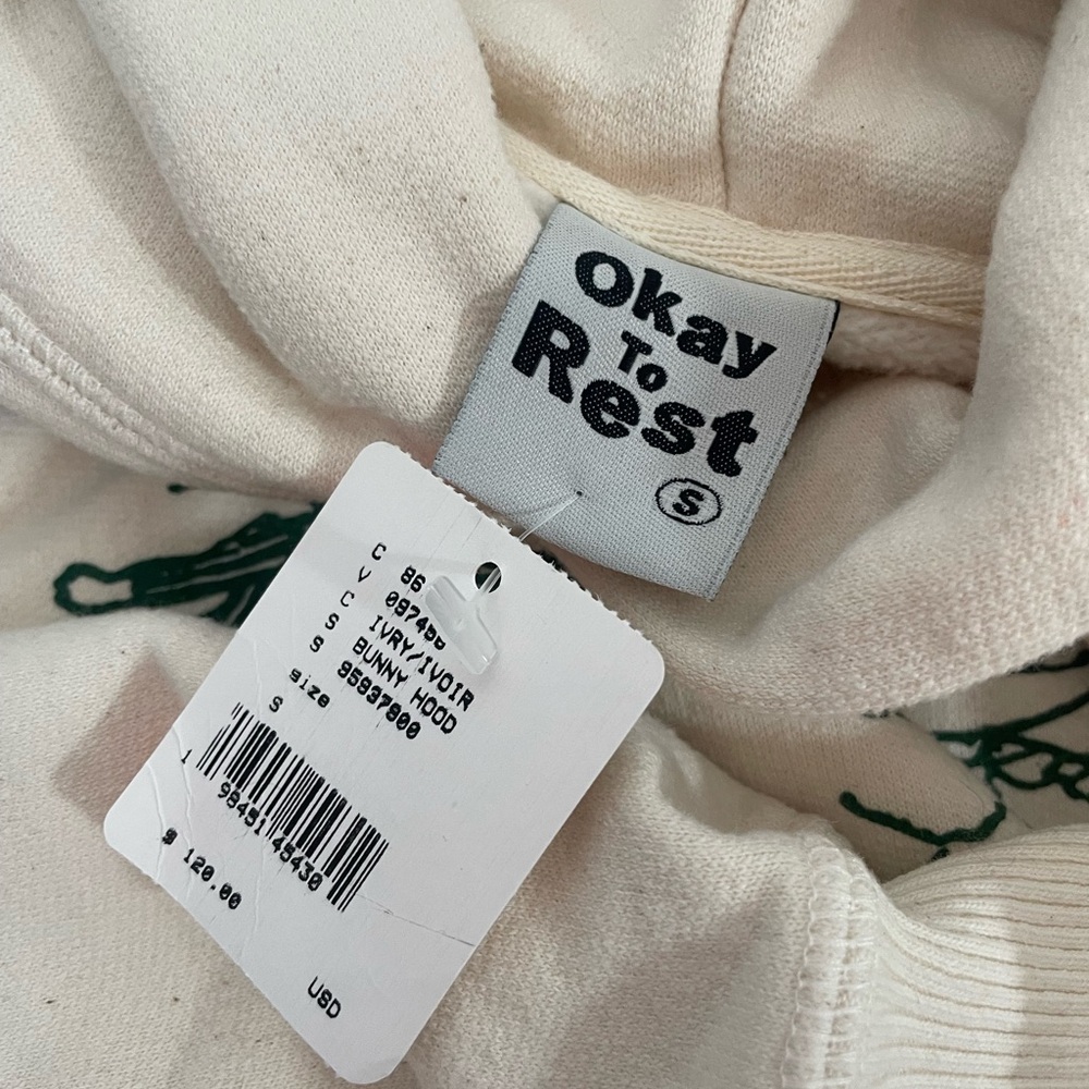 Free People Cream Hoodie with Blue Graphic - Picture 5 of 8